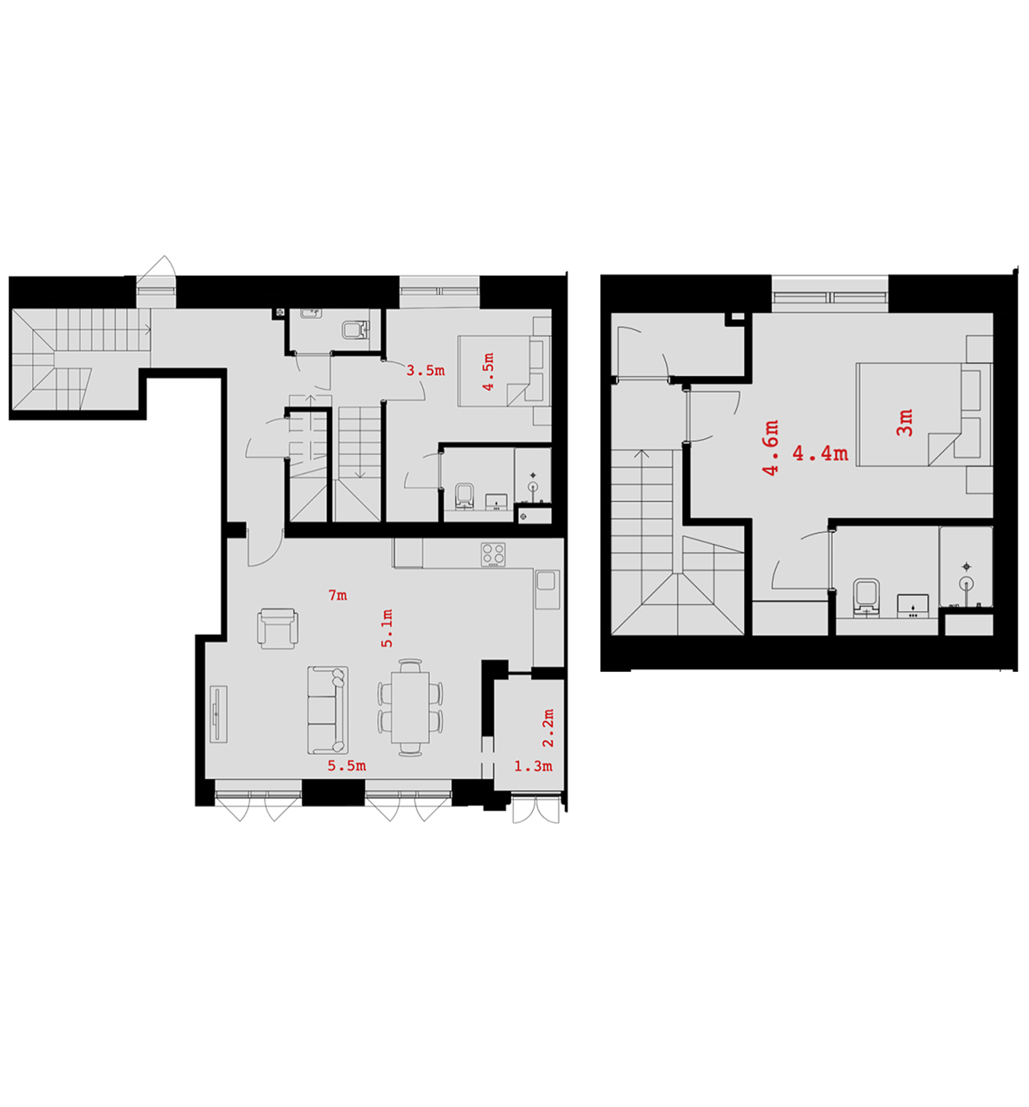 Two Bed Duplex apartment